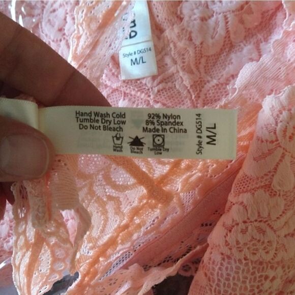 Lace Racer Back Bralette Peach Pink S/M - Picture 7 of 7